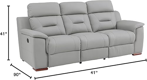 Miniatura 9 de Walker Leather Match - Sofá biplaza tapizado reclinable para sala de estar, sofá, gris