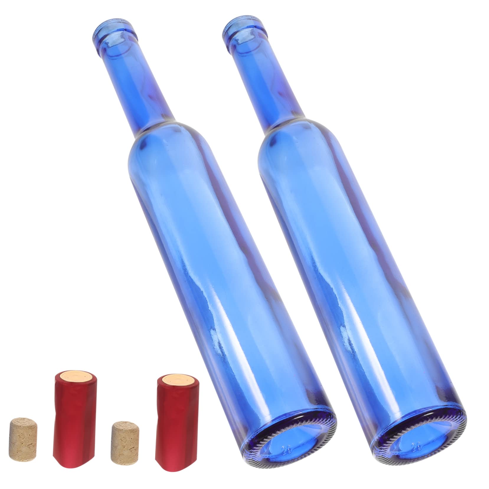 DECHOUS 375ml Bouteille de Vin en Verre Bleu, Lot de 2