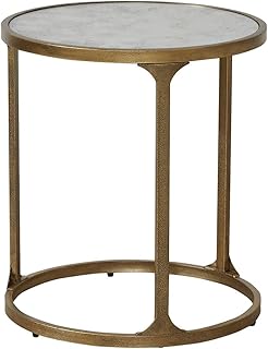 Signature Design by Ashley Korajane Transitional Metal End Table with Tempered Glass Top, Metallic