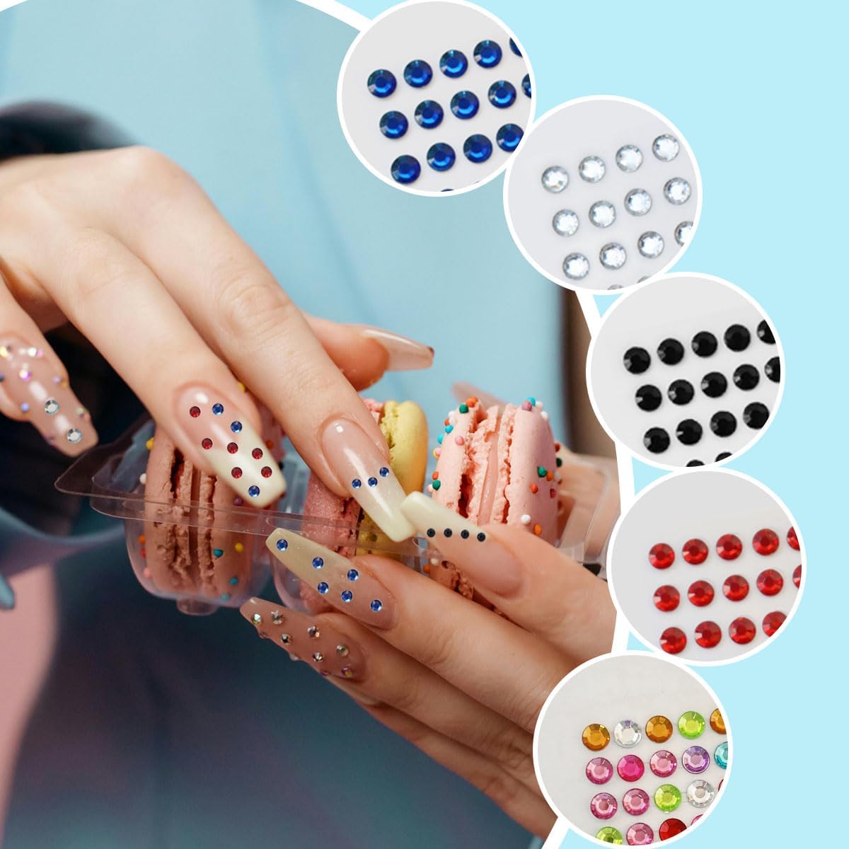 4 Sheets Self Adhesive Pearl Stickers, Self 4 Sizes Bling Rhinestone Sticker, Rhinestone Stickers,Flat Back Pearls Sticker for DIY Crafts Craft Card Decorations Nail Art Beauty Makeup (Colorful) - Image 5