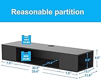 Vista 8 de FITUEYES Soporte de TV flotante negro, centro de entretenimiento montado en la pared, almacenamiento de madera, estante de consola multimedia debajo