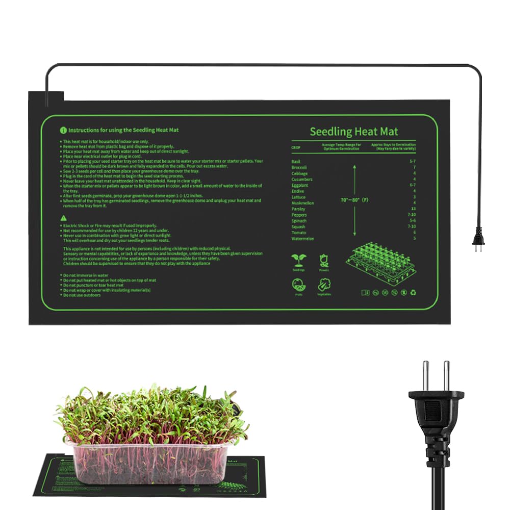 Tappetino Riscaldante per Piante, 25 * 52CM Tappetino Riscaldante Rettili per Piantine, 20W Caldo Cuscinetto di Riscaldamento Idroponico per Germinazione di Piantine, Funghi, Rettili