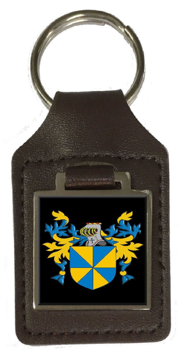 Schlüsselanhänger, Mannon Family Crest, mit Namenswappen, Leder, Braun