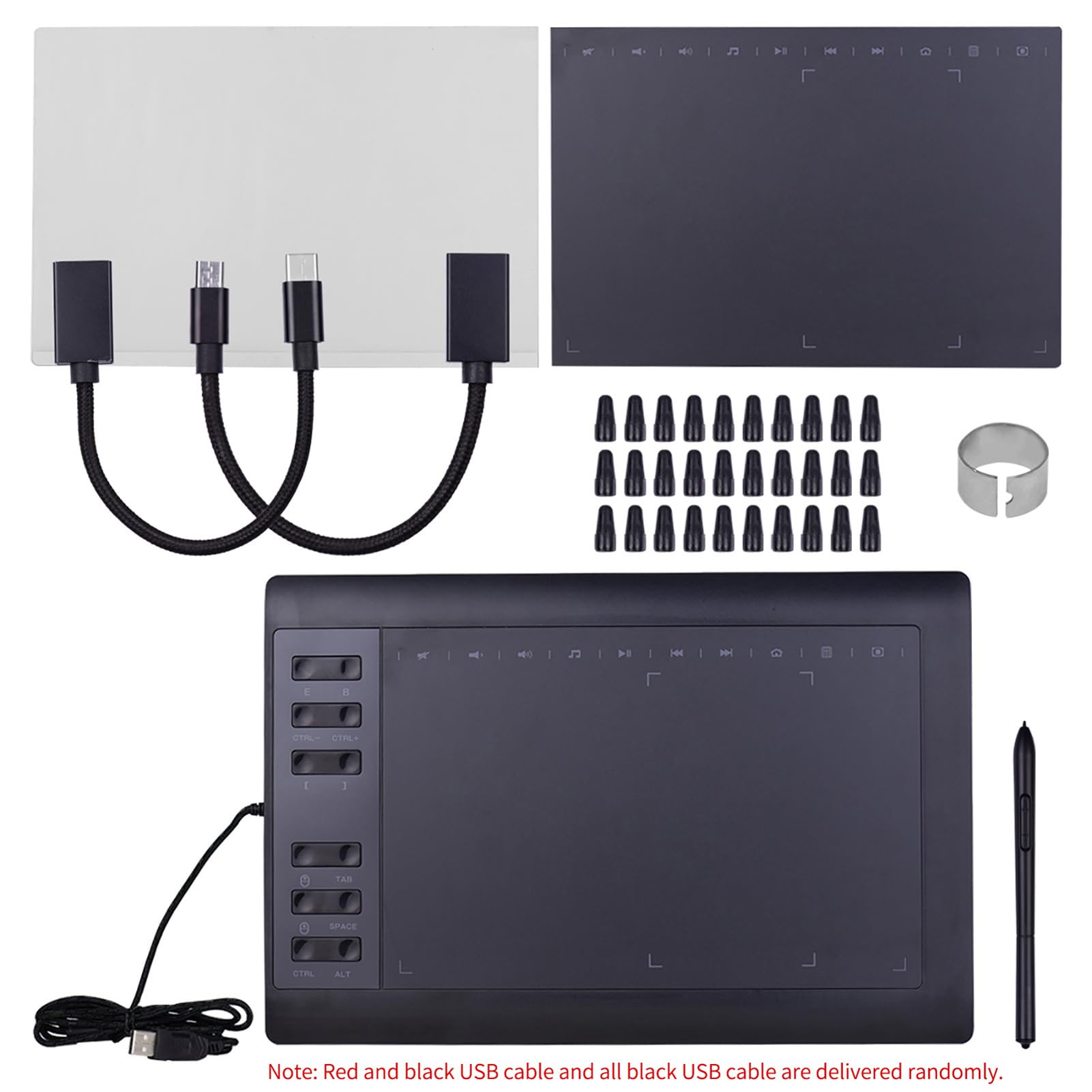 Tablet Grafico Digitale, Tablet Disegno Professionale 10x6 Pollici con 8192 Livelli di Pressione, 12 Tasti Espressi, Risoluzione 5080LPI, per PC, Laptop, Connessione