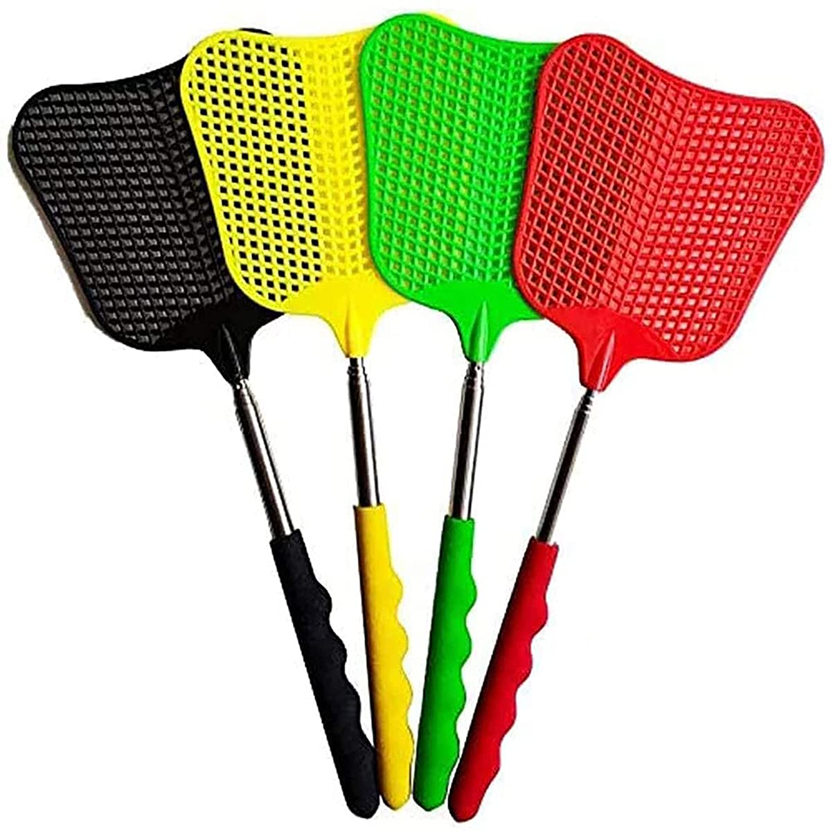 Fly Swatters Extendable Plastic Telescopic Flyswatter Manual Retractable Durable Heavy Duty Set, Telescopic Flyswatter with Stainless Steel Handle for Indoor/Outdoor/Classroom/Office