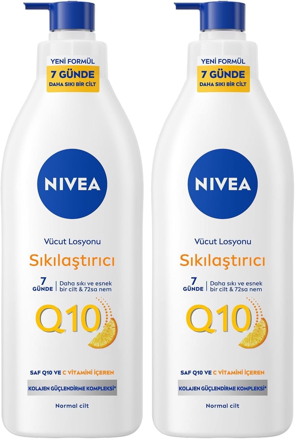 NIVEA Q10 Sıkılaştırıcı Vücut Losyonu 400 ml,72 Saat Nemlendirici,7 Günde Sıkılaşma,Esnek Cilt,C Vitamini,Kolajen,Normal Ciltler İçin (2 paketi)
