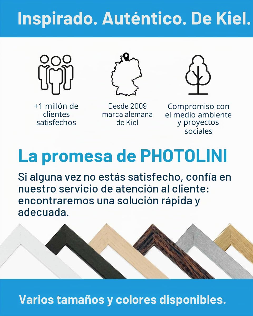 PHOTOLINI Marcos 50x70 cm oro madera MDF set de 3 marcos para pósteres cristal acrílico