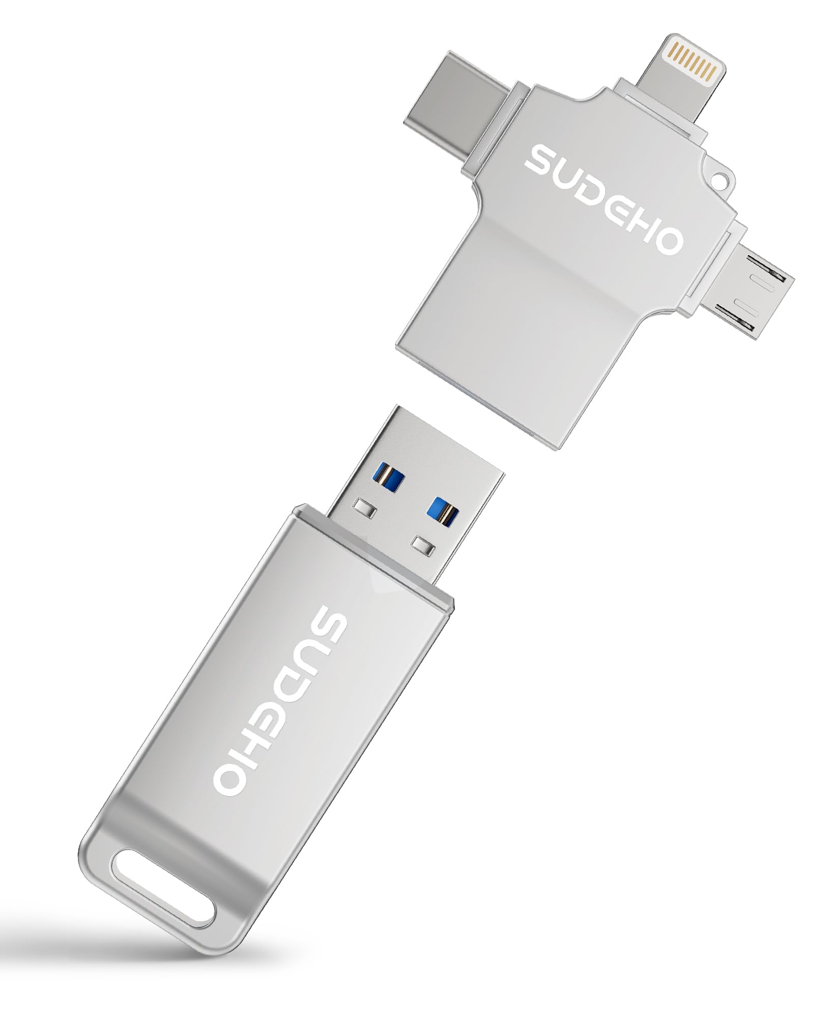 Memoria USB 16GB para Phone, 4 en 1 USB 3.0, Compatible con Pad Android PC, para Fotos vídeos música,Plata Espacial - 1