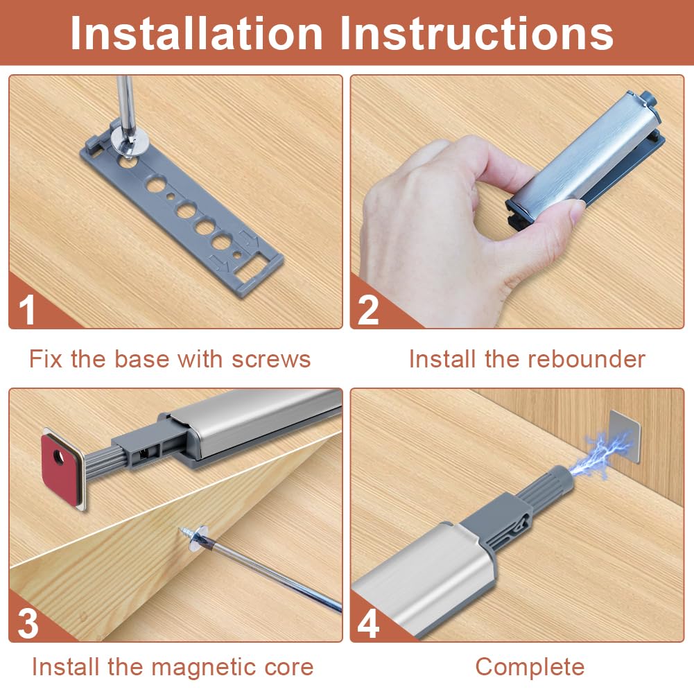 Push Pull per Ante, 10 Pezzi Scrocco magnetico chiusura magnetica, Robusto Apertura a Pressione Ante Chiusura, con viti di montaggio e magneti autoadesivi, per camper, armadietti della cucina