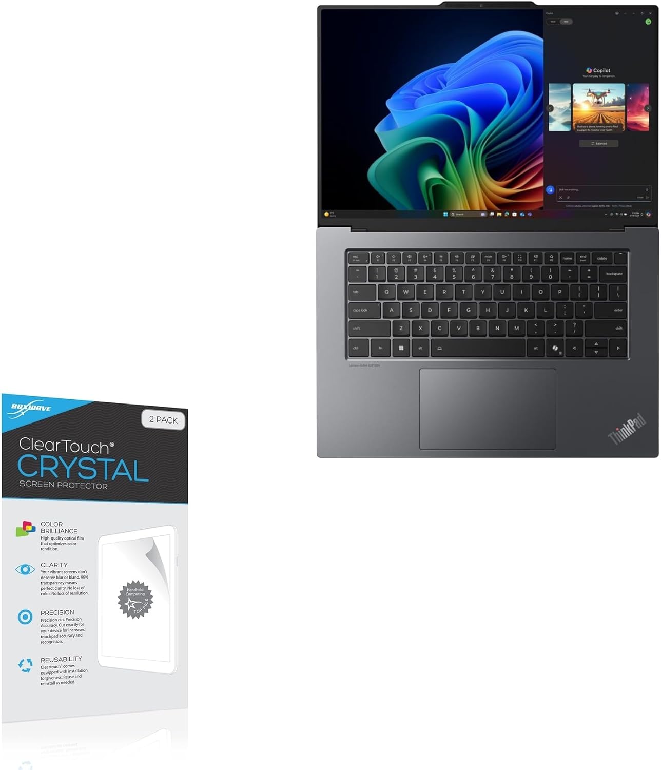 BoxWave Screen Protector Compatible with Lenovo ThinkPad X9 15 Aura Edition Intel (15 in) - ClearTouch Crystal (2-Pack), HD Film Skin - Shields from Scratches