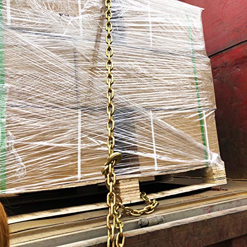 Ac Group 5/16 In. X 20 Ft. Grade 70 Yellow Zinc Plated Steel Heavy Duty Tow Chain With Grab Hooks, 4700Lbs, Truck Trailer Chain, Binder Chain #TOP3