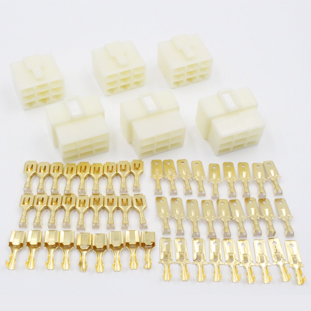 EMeskymall 3 Set 9Pin Way 6.3mm 1/4 inch Male Female Socket Plug Connector with Terminals for Motorcycle Car