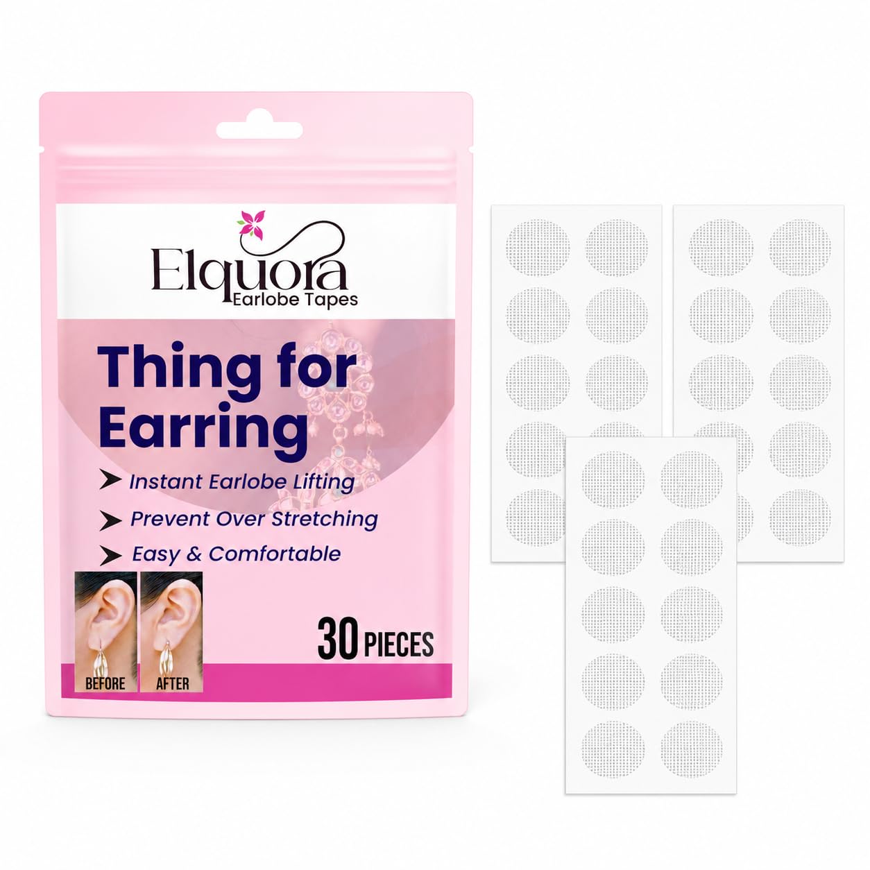 Invisible Earlobe Support Patch | Earring Support Tape for Heavy Earrings | Ear Lobe Lifter Sticker | Prevent Stretching, Tearing & Pain | Transparent Ear Support Patch for Jhumka, Bridal Earrings(30 Pieces)-image-13