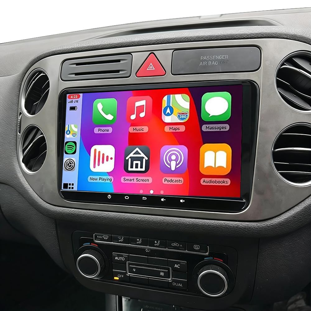 4+64G Podwójny Din Radio samochodowe do VW Tiguan 2007-2015 with Wireless Carplay Android Auto 9"IPS Touch Screen Android 14 Car Radio GPS Navi Bluetooth FM RDS Backup Camera WiFi Mirror Link