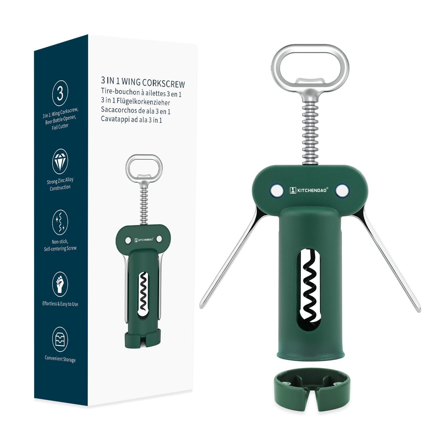 3-in-1 Wing Corkscrew - Wine & Beer Opener -9