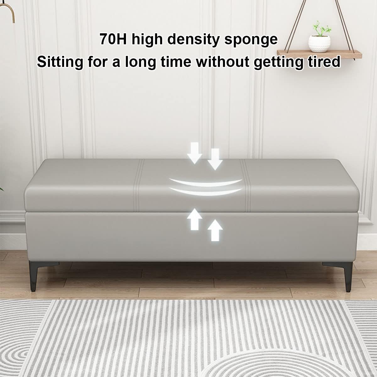 布張りの小さな収納オットマン、ベッドの端の収納ベンチ、収納付き、リビングルーム、寝室、玄関用,C 40x43x40cm