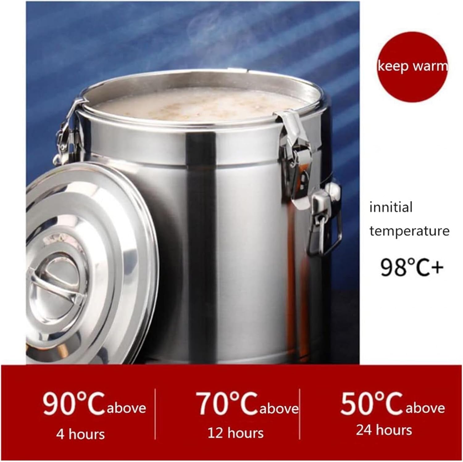 Stainless Steel Commercial Hot Water Urn with Locking Lid - 6-12 Hour Insulated Beverage Dispenser for Catering, Cafes, Events - Leak-Proof & Portable Design