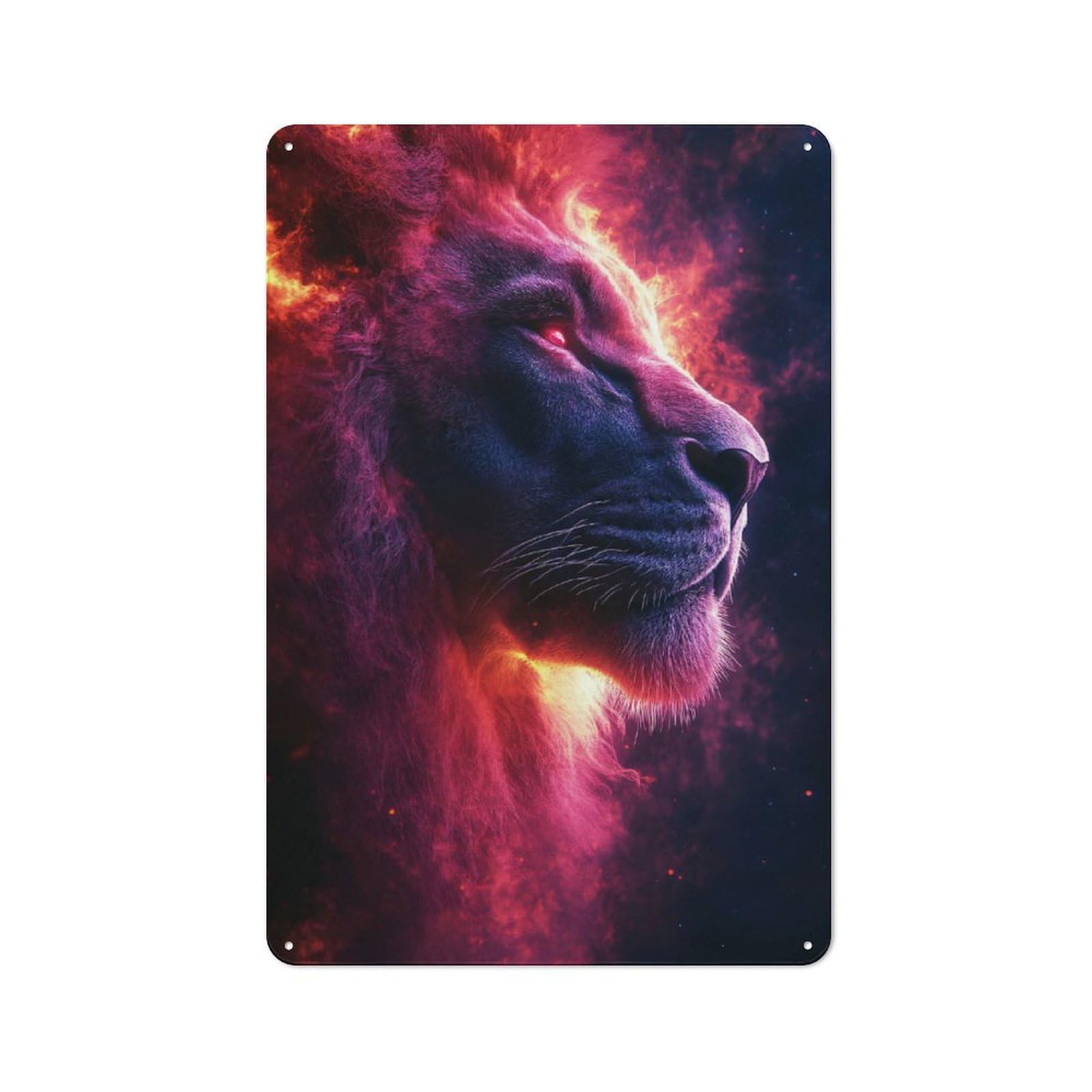 Junmoney Style-12 Fiery Lion Portrait Poster, Picture, Metal Print, Paint By Creed Rustic Metal Sign 30X20cm For Garden Room Or Summerhouse, For Summerhouse Decorators
