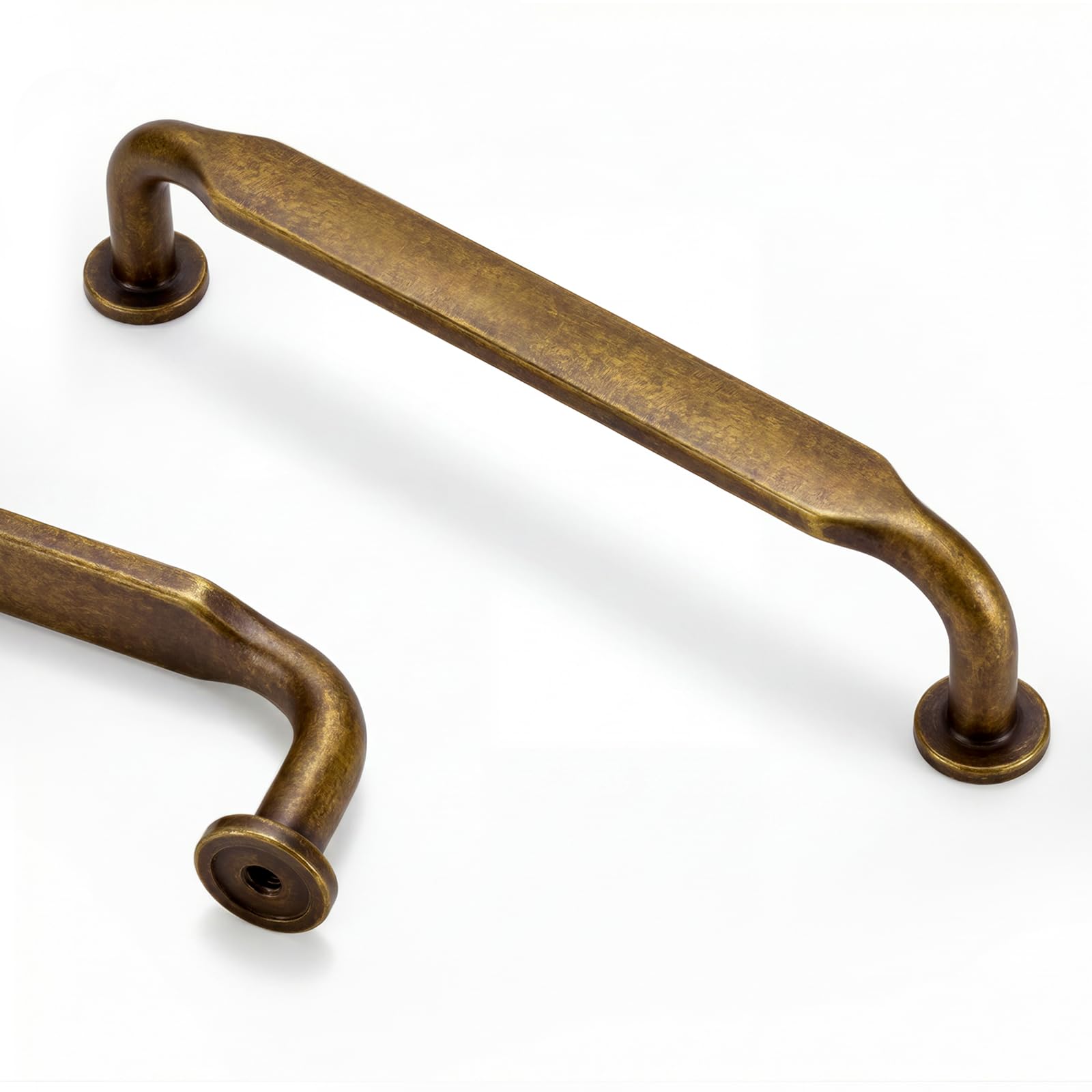 Goldenwarm 10 Pack Antique Brass Cupboard Handles 3-3/4Inch(96mm) Hole Centers, Vintage Antique Brass Kitchen Handles Solid Zinc Alloy Retro Drawer Pulls