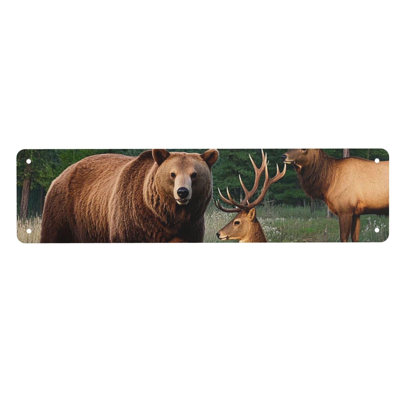 Vintage Metal Tin Signs Retro Garage Signs Stylish Wall Art Plaques for Home Decor Unique Poster 4x16 Inch Vintage Bear Deer Country Wildlife Elk Forest Animals Metal Sign Outdoor Wall Decorations