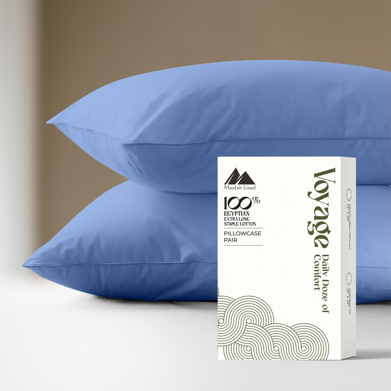 Mayfair Linen Queen / Standard Size Pillowcases Set of 2 100% Pure Cotton 600 Thread Count Egyptian Cotton Quality Soft Breathable Cool Sateen Weave Pillow Case Deep Blue โ image 1