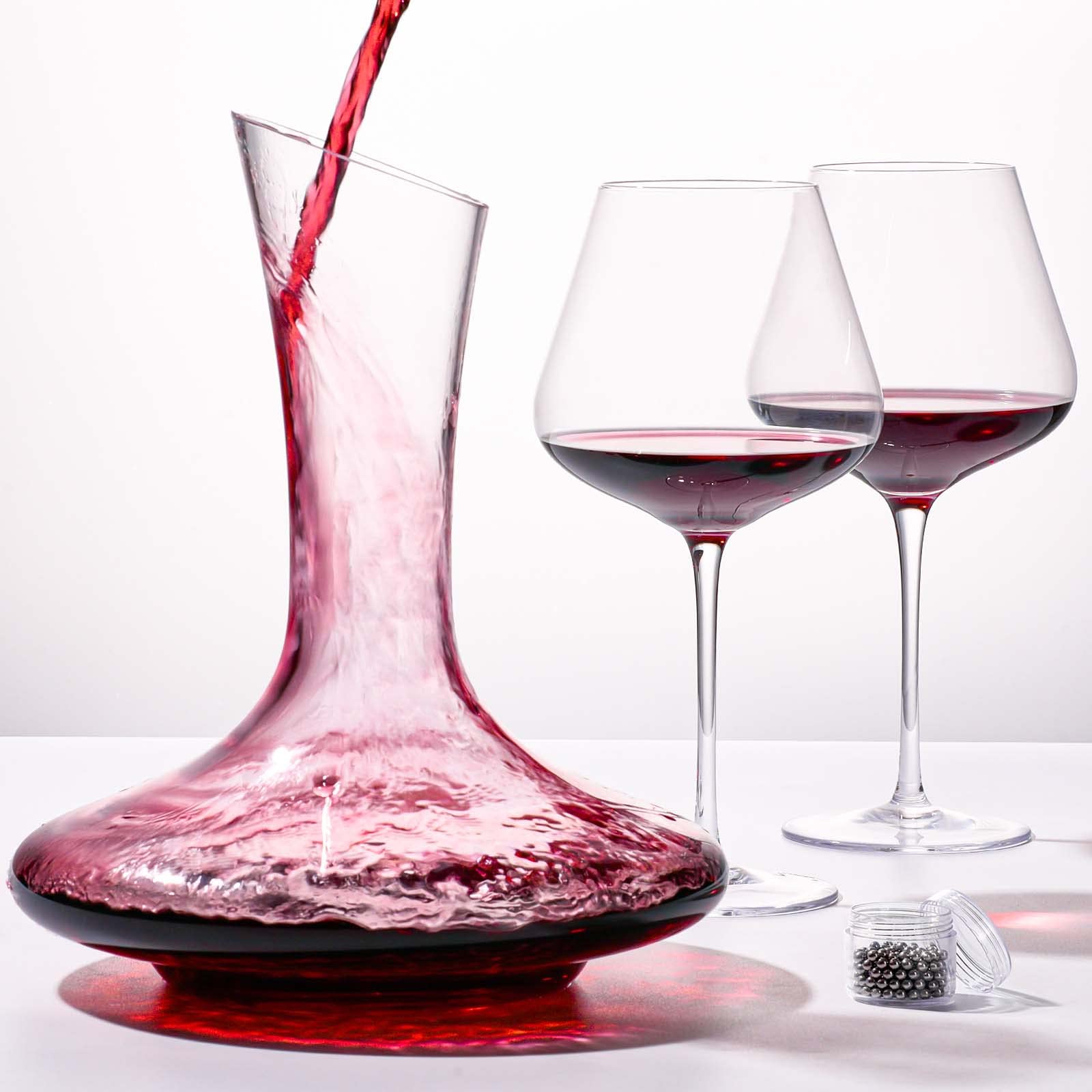 JBHO Full Bottle Wine Decanter with 2pcs Red Wine Glasses and Cleaning