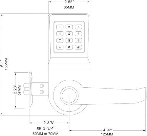 Miniatura 2 de HAIFUAN Cerradura digital para puerta D6300 Bluetooth, níquel satinado, abierta por tarjeta, código, llave y aplicación, compatible con Alexa a