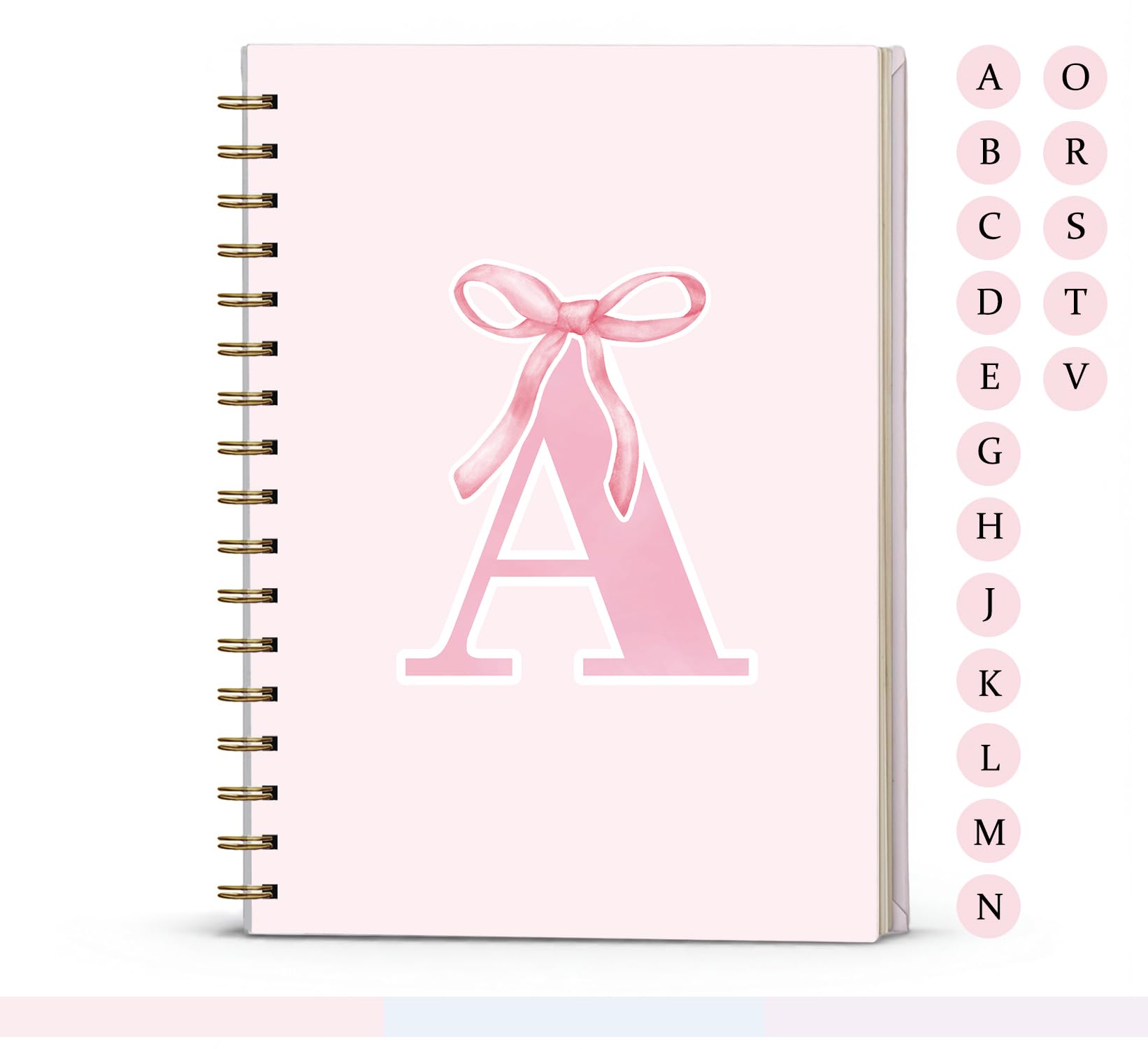 foedor Pink Bow Journal Notebook for Girls,Initial A Journals Personalized Diary Gifts for Teen Girl Kids,Monogrammed Gifts for Women,Trendy Coquette