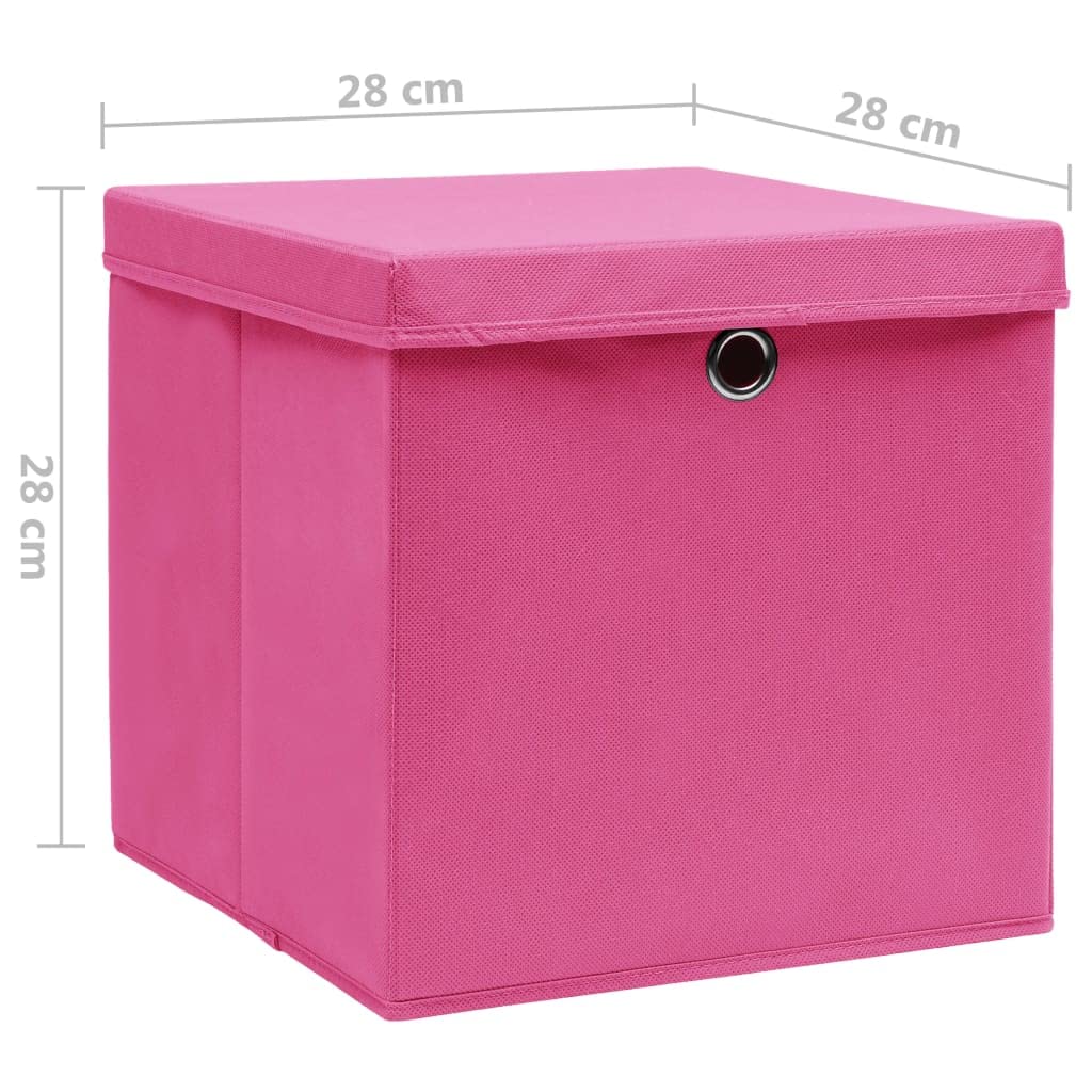 Scatole portaoggetti con coperchio, in tessuto non tessuto, 28 x 28 x 28 cm, pieghevoli, impilabili, salvaspazio, per armadio, scaffale, cassetto, ufficio, cucina, bagno, sistema di