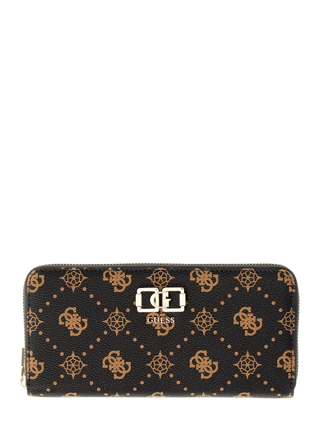 GUESS Monedero Emelie Logo SLG Zip Around Wallet Espresso Logo marrón Oscuro