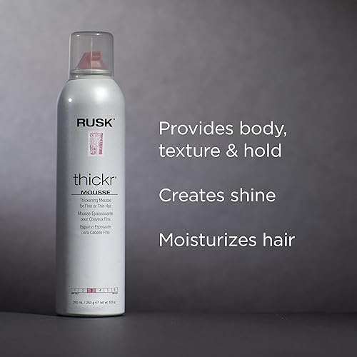 Miniatura 4 de Rusk Designer Collection Mousse espesante para cabello fino o fino, 8 onzas, mousse espesante que proporciona cuerpo, textura y sujeción sin