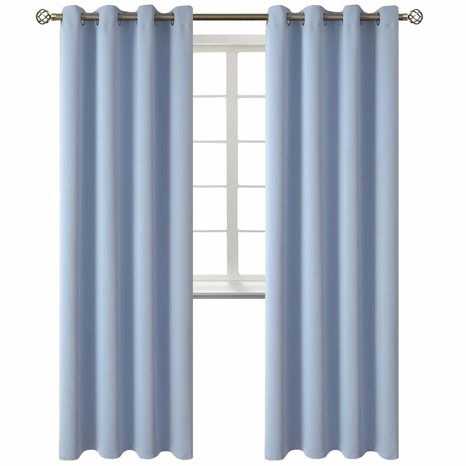 BGment Blackout Curtains for Living Room - Grommet Thermal Insulated Room Darkening Curtains for Bedroom, 2 Panels of 52 x 84 Inch, Spa Blue