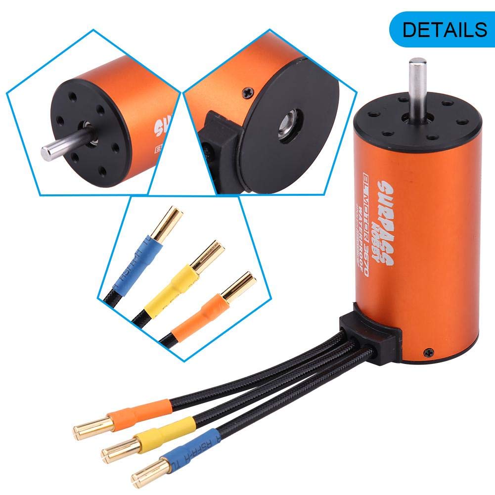 Dilwe RC Car bezczujnikowy silnik, 3670 1900KV 4-biegunowy 5mm bezwałowy silnik do 1/8 zdalnego sterowania Części do akcesoriów samochodowych