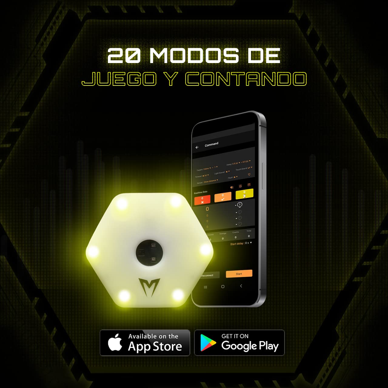 METIS Luces de Entrenamiento de reacción [Pack de 2/4/8] | Mejora su Velocidad, Agilidad y Reflejos con la integración de la App: 20 Modos de Juego [Paquetes de 2, 4 u 8]
