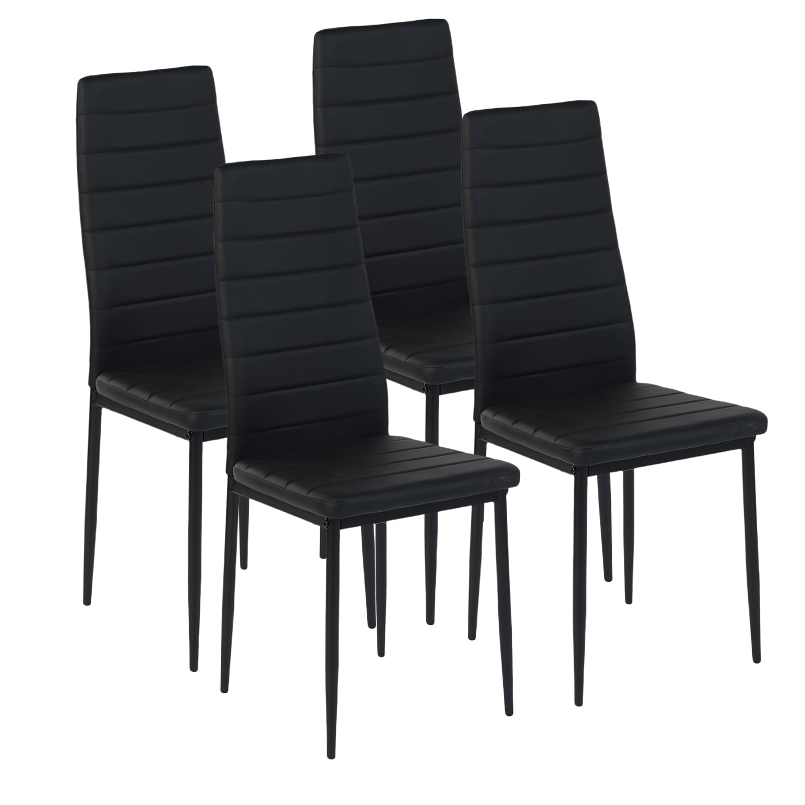 GOKHOMX Sillas de Comedor Negras Pack 4 Sillas Cocina con Respaldo Alto Sillas Salon para Muebles de Comedor,Cocina Y Oficina,Patas de Metal,Color Negro