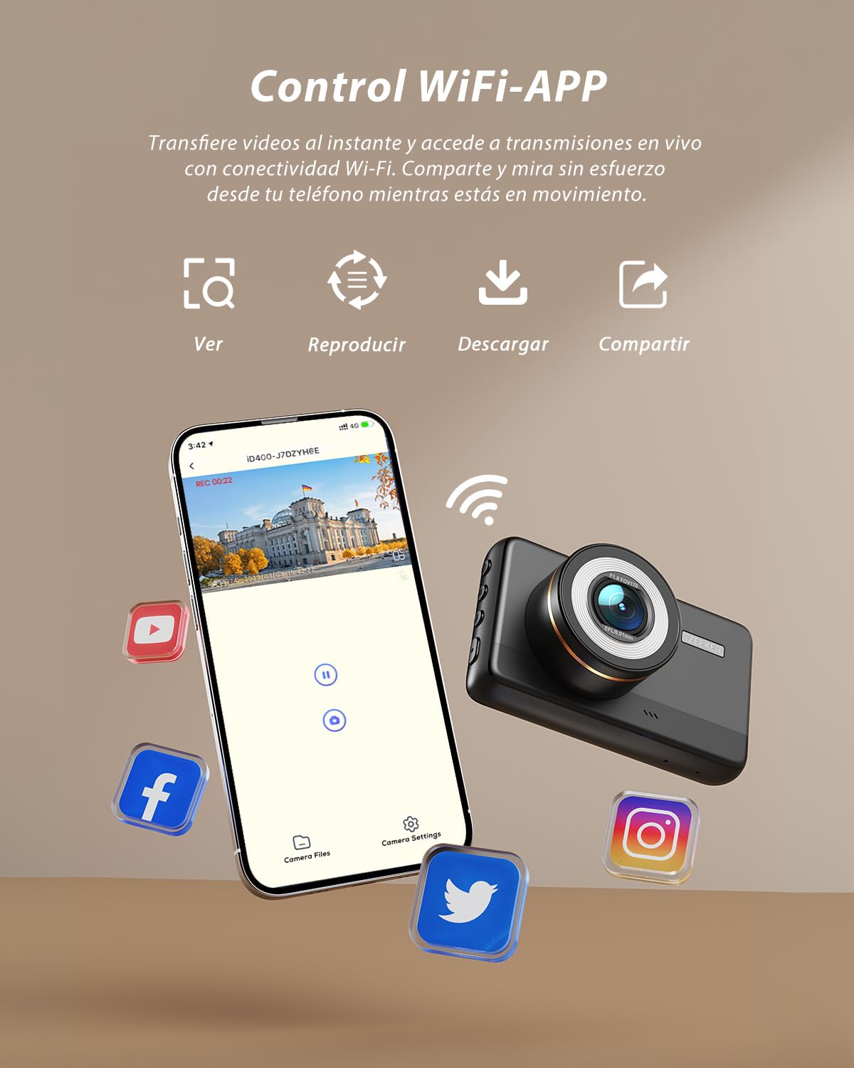iZEEKER Dashcam 4K, WiFi Cámara de Salpicadero 2160P para Coches, Dash CAM Coche con App, Visión Nocturna, WDR, Grabación en Bucle, Monitor de Aparcamiento, Sensor G, Tarjeta MicroSD de 32 GB