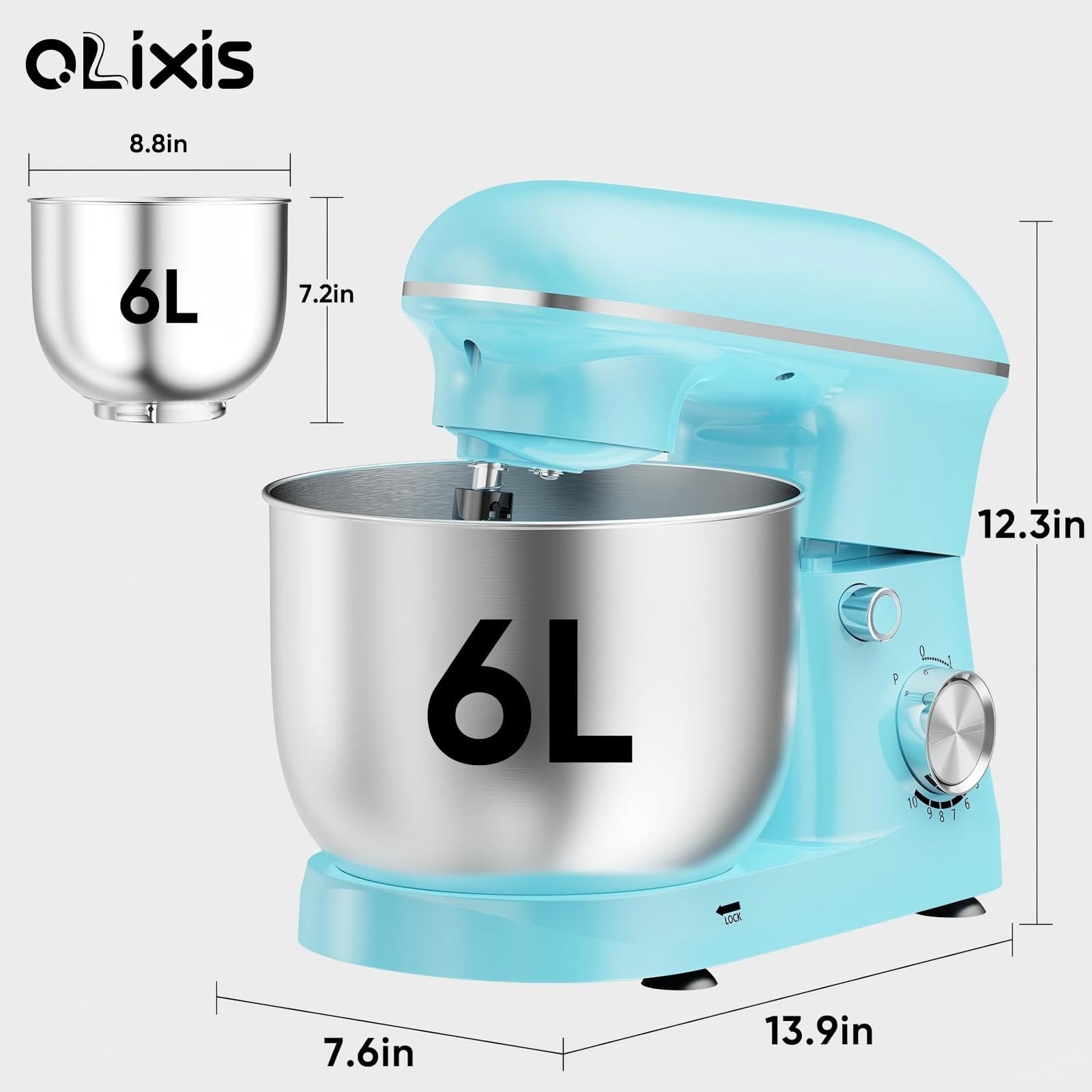 OLIXIS 6.3 Qt Stand Mixer, 10-Speed Tilt-Head Electric Mixer for Baking view 3