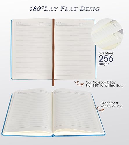 Miniatura 4 de Biuwory Cuaderno rayado para mujeres y hombres, 256 páginas A5 de cuero de tapa dura para escribir, viajes, negocios, trabajo y escuela, cuadernos