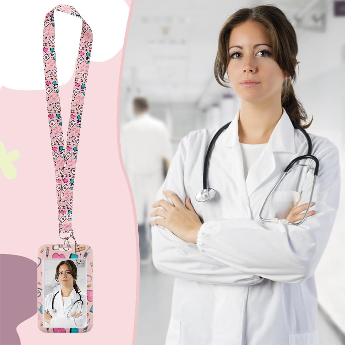 Porta Badge con Cordino da Collo Infermiera per Medici e Uffici