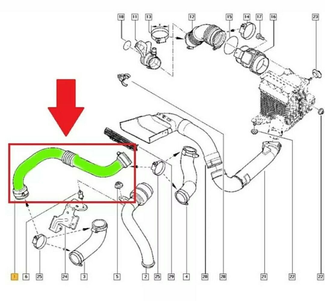 LLS-GERMANY Tubo aria di carica in silicone Tubo turbo compatibile con Ren ault Scenic II (JM0/1), 1.9 dCi, 8200201617, 8200363471, 8200502920, 8200658187, materiale: silicone