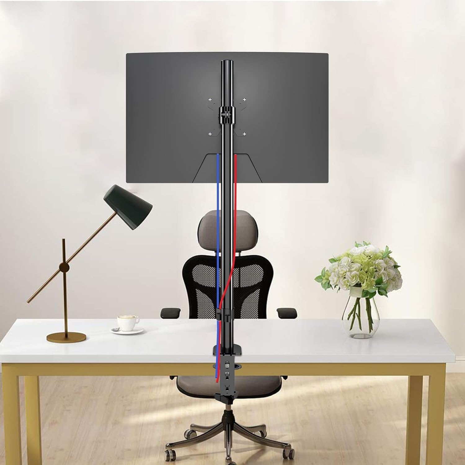 Pholiten Braccio per Monitor Singolo Extra Alto, Supporto Regolabile 800mm per Schermi LCD 13-32 Pollici, Portata Fino a 10kg, MD9801