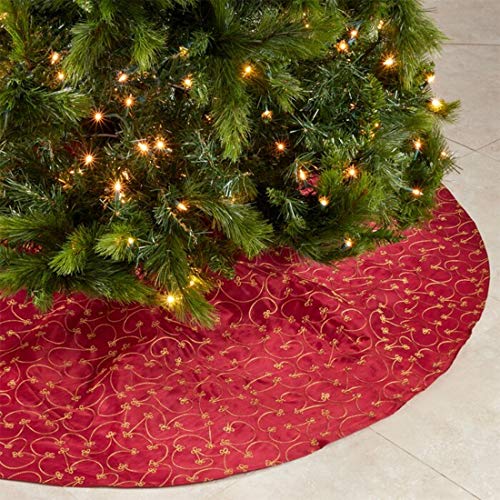 Fennco Styles Elegant Gold Embroidery Burgundy Christmas Tree Skirt, One Piece For Home, Holiday Decoration And Special Occasion (52 Inch) #TOP11