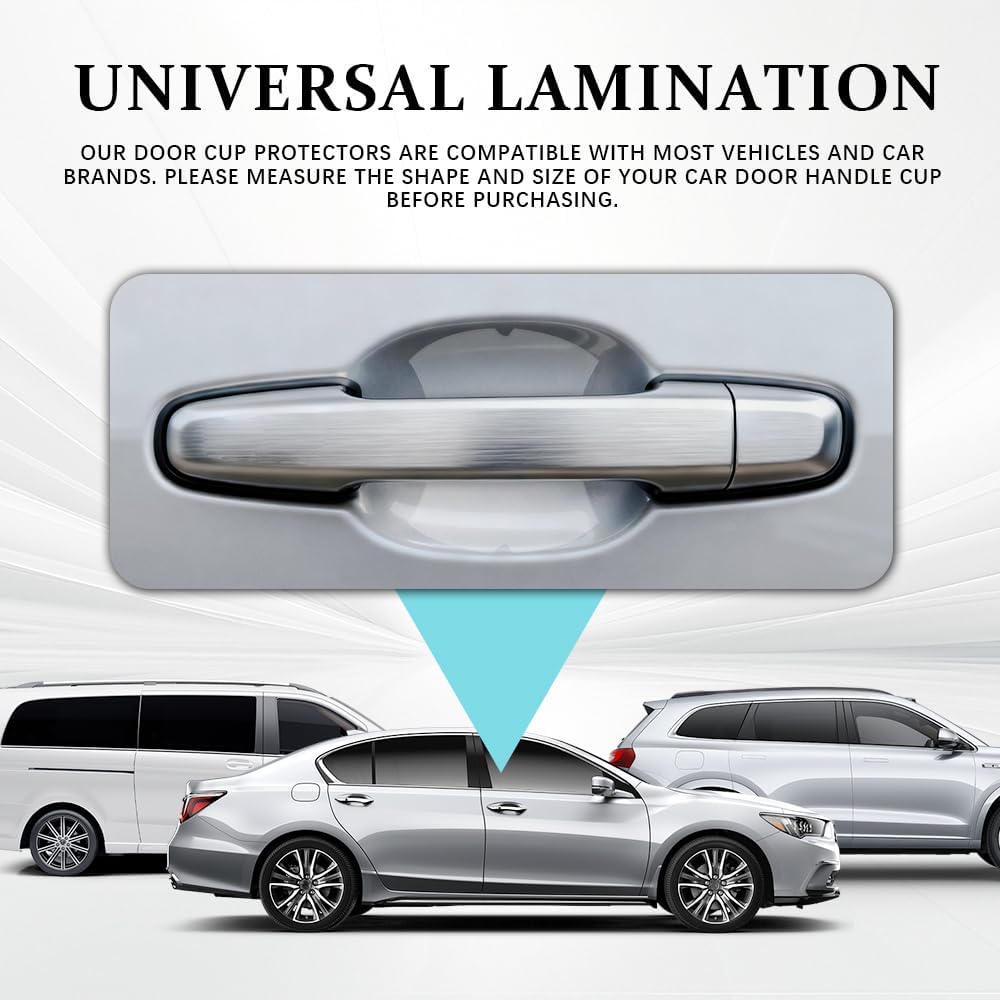 8PCS Car Door Protector, Transparent Car Door Bowl Protective Film, Carbon Fiber Invisible Door Handle Anti-Scratch Film, Universal Door Handle Paint Guard Film for Most Cars, SUVs, Trucks