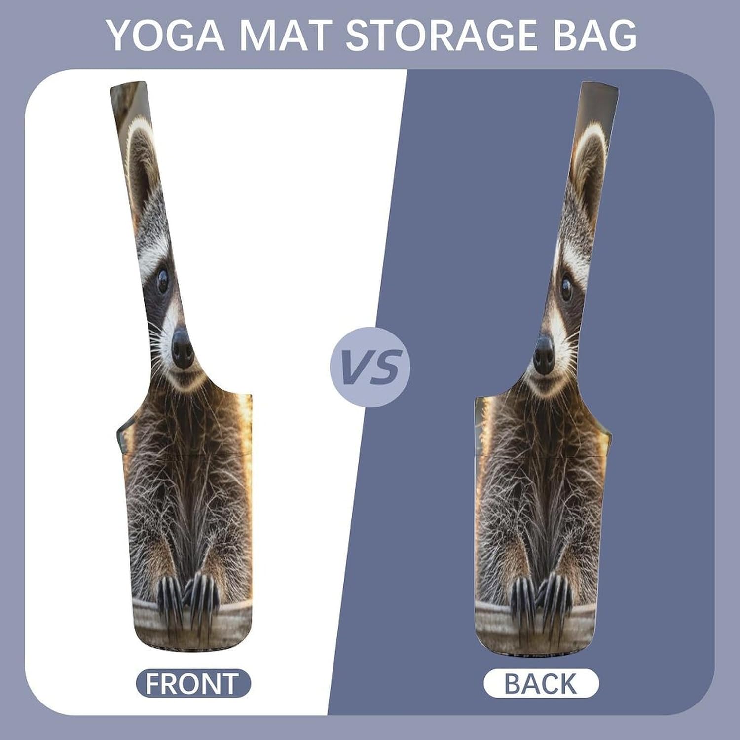 Cute Raccoon Canvas Yoga Mat Bag Pilates Bag image 3