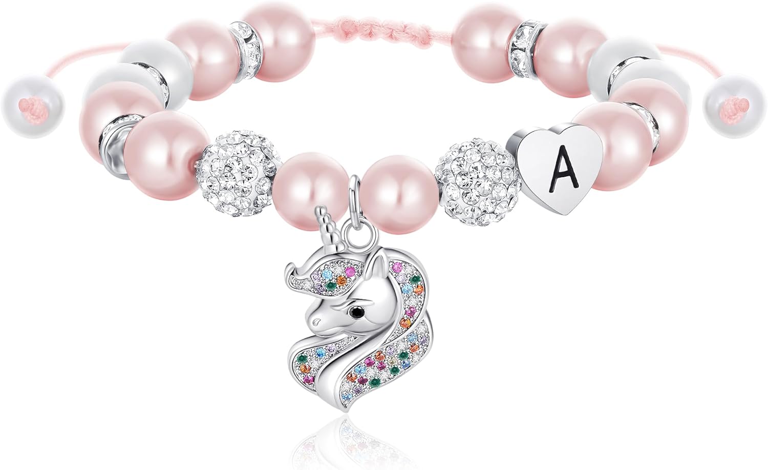 C-leen Valentines Day Gifts for Kids Teen Girls,Unicorn Heart Initial Bracelets for Girls Teen Girl Gifts Trendy Stuff Birthday Valentines Day Gift for Women Teens Kids