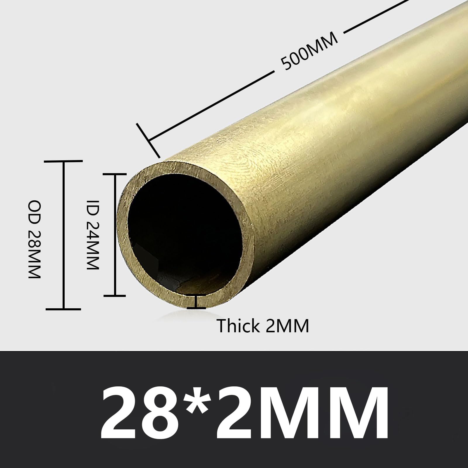 Okrągła mosiężna rurka o wysokiej wytrzymałości o średnicy zewnętrznej 2,5 mm(28x2mm)