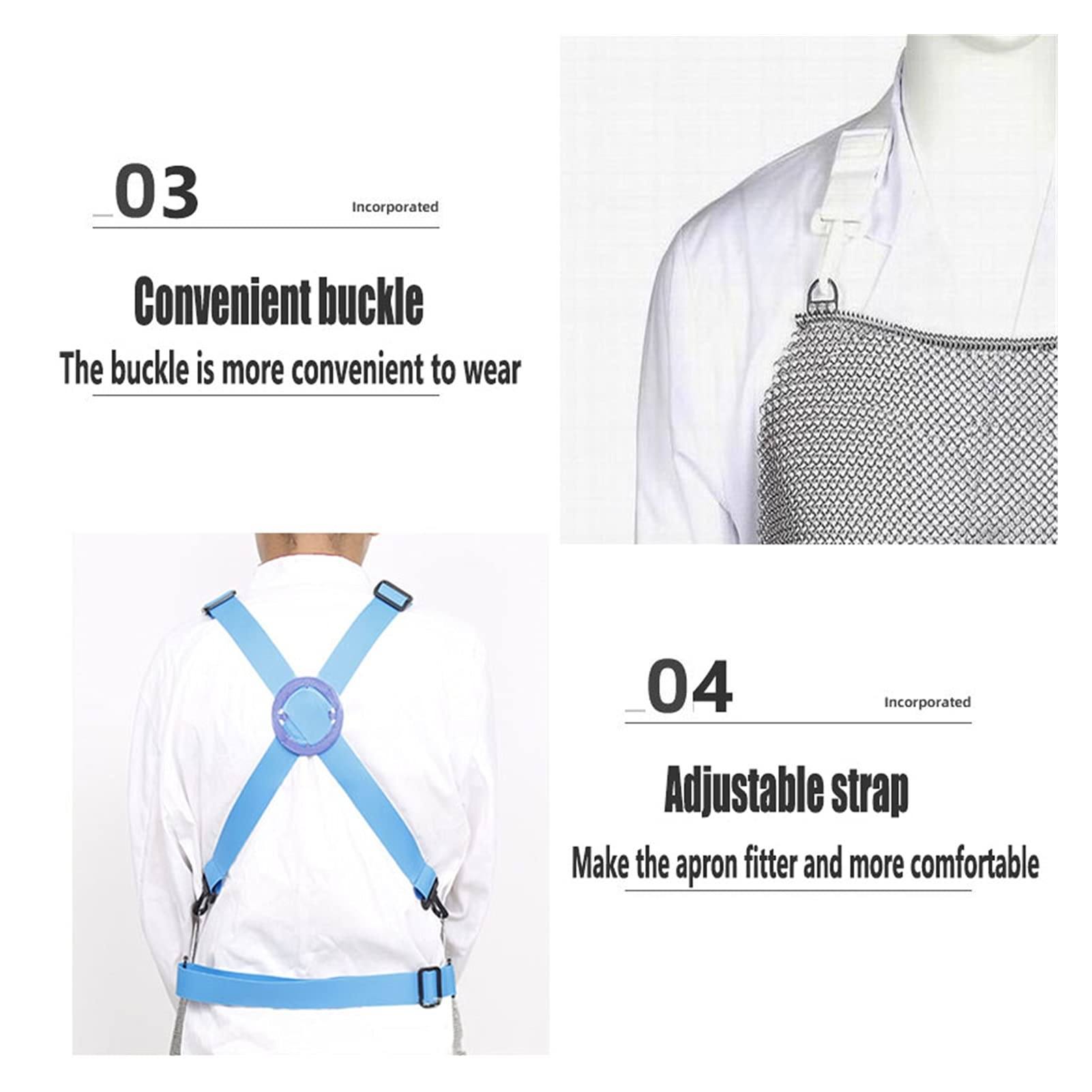Antiestutado De Acero Inoxidable con 2pcs Guantes, Metal Seguro De Grado Alimenticio, Suave, Cómodo Y Fácil De Limpiar. (Color : Gloves-XXXL, Size : 55X70cm)