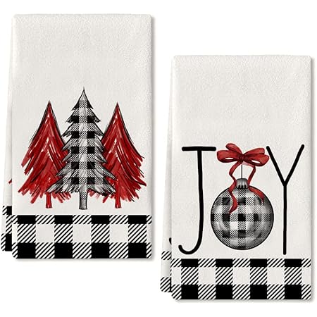 Christmas plaid dish towels
