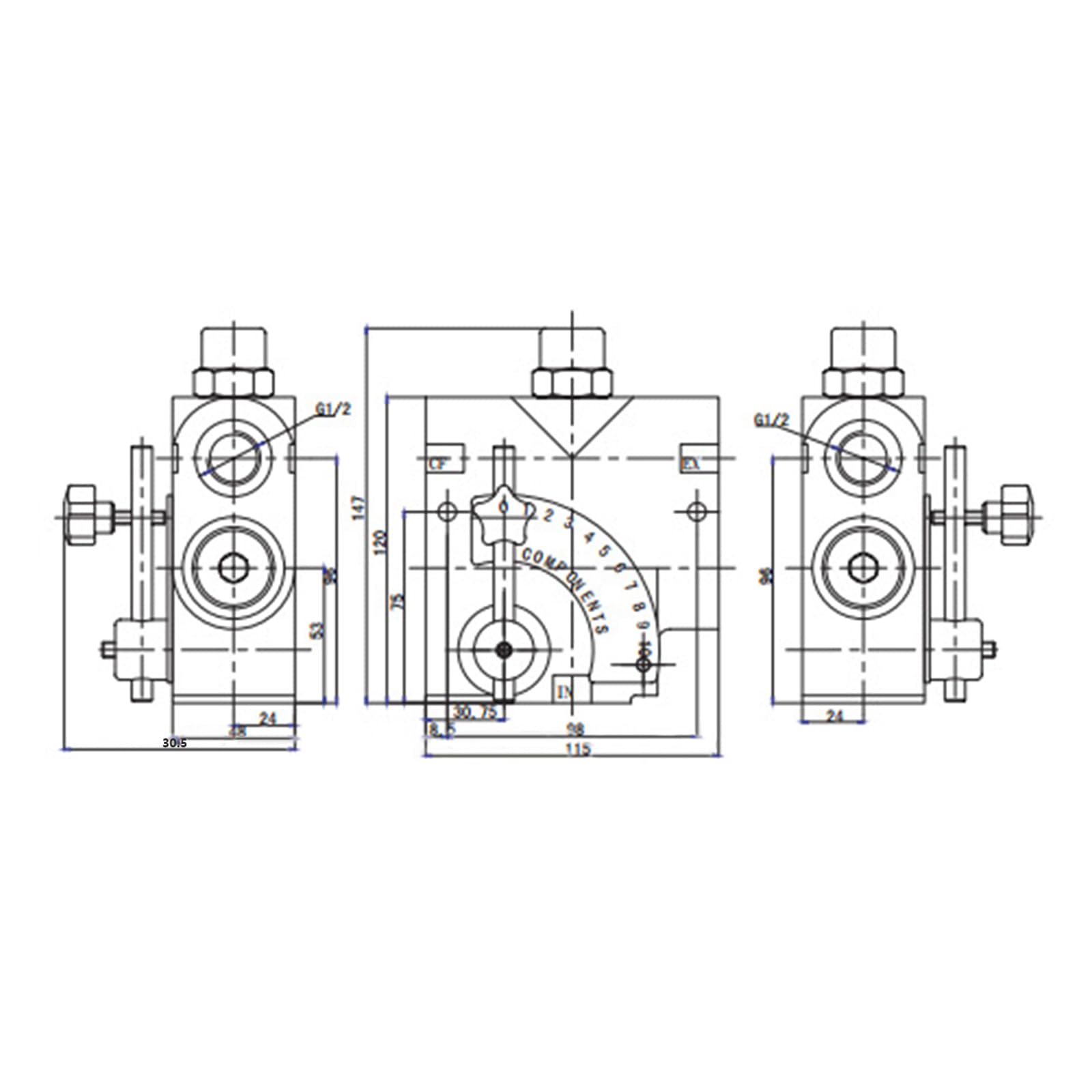 Válvula Hidráulica,Válvula de control hidráulico,Válvula de control ajustable hidráulica con flujo variable,Para tractores pequeños,Cargadora de tractores,Divisor de madera