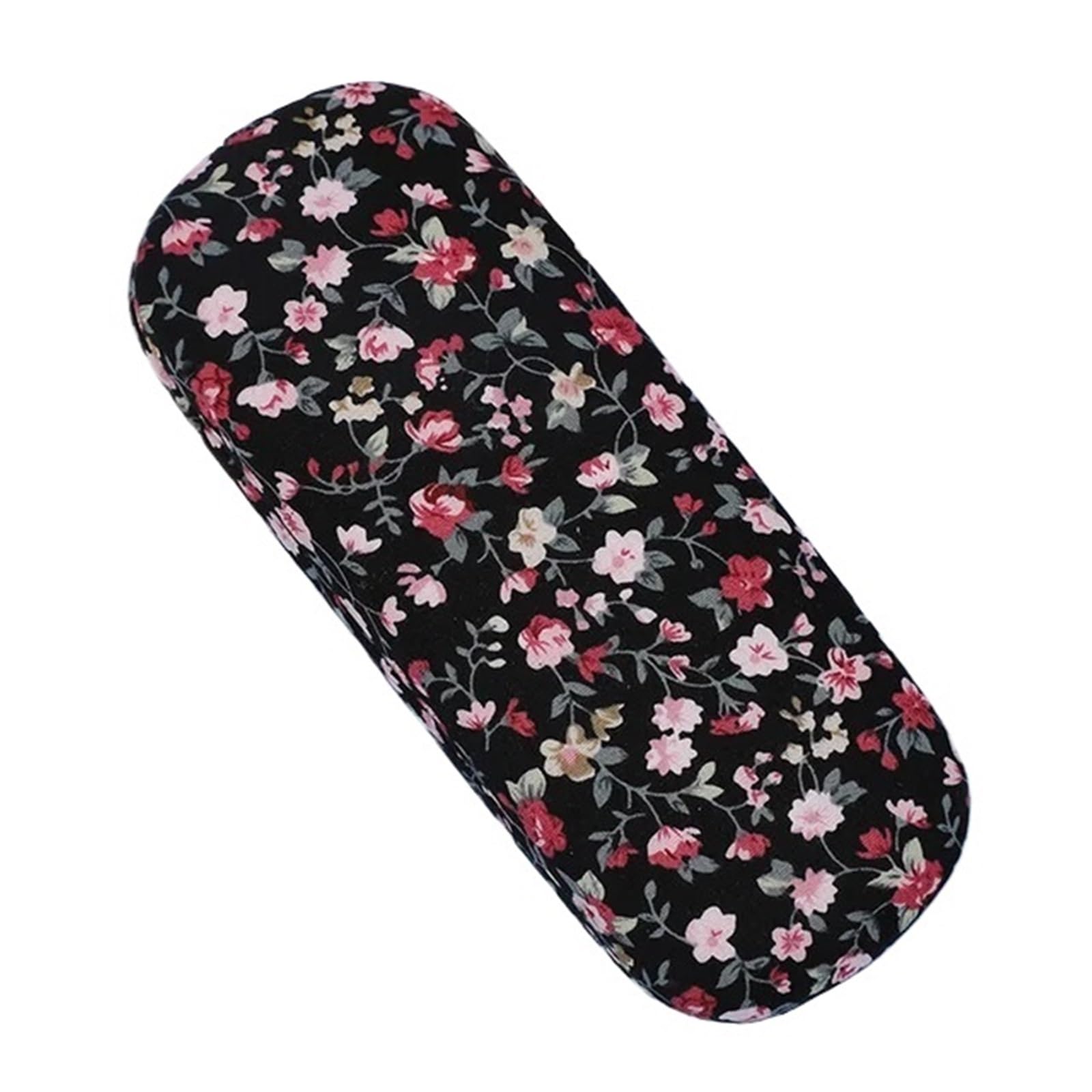 Estuches para Gafas, Estuche Retro Floral for Gafas, de Tela con Estampado, Caja rígida for Lectura y ópticas Mujer(Black)